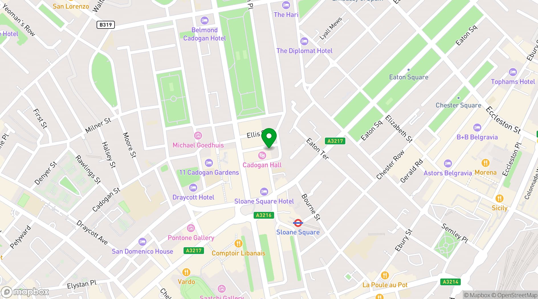 Map showing Wilbraham Place Practice