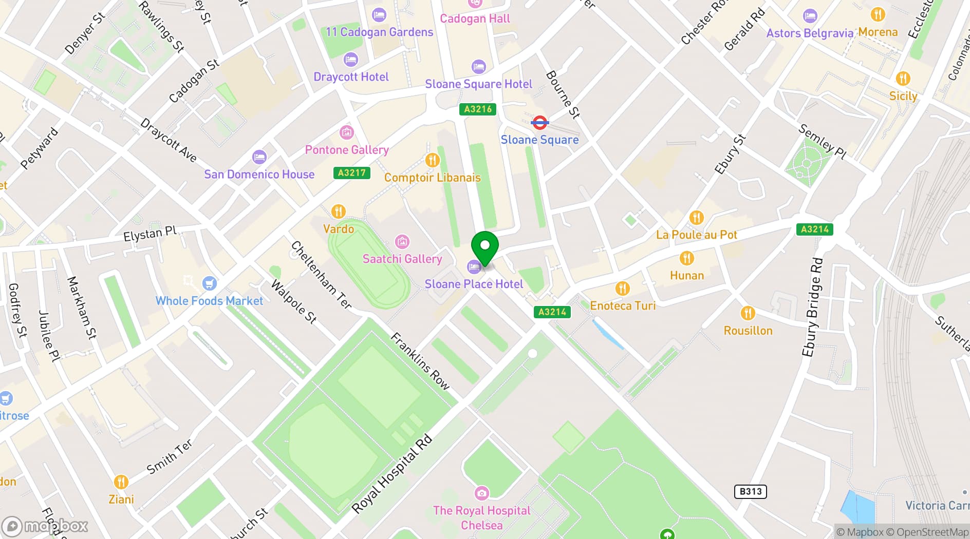 Map showing Sloane Place 