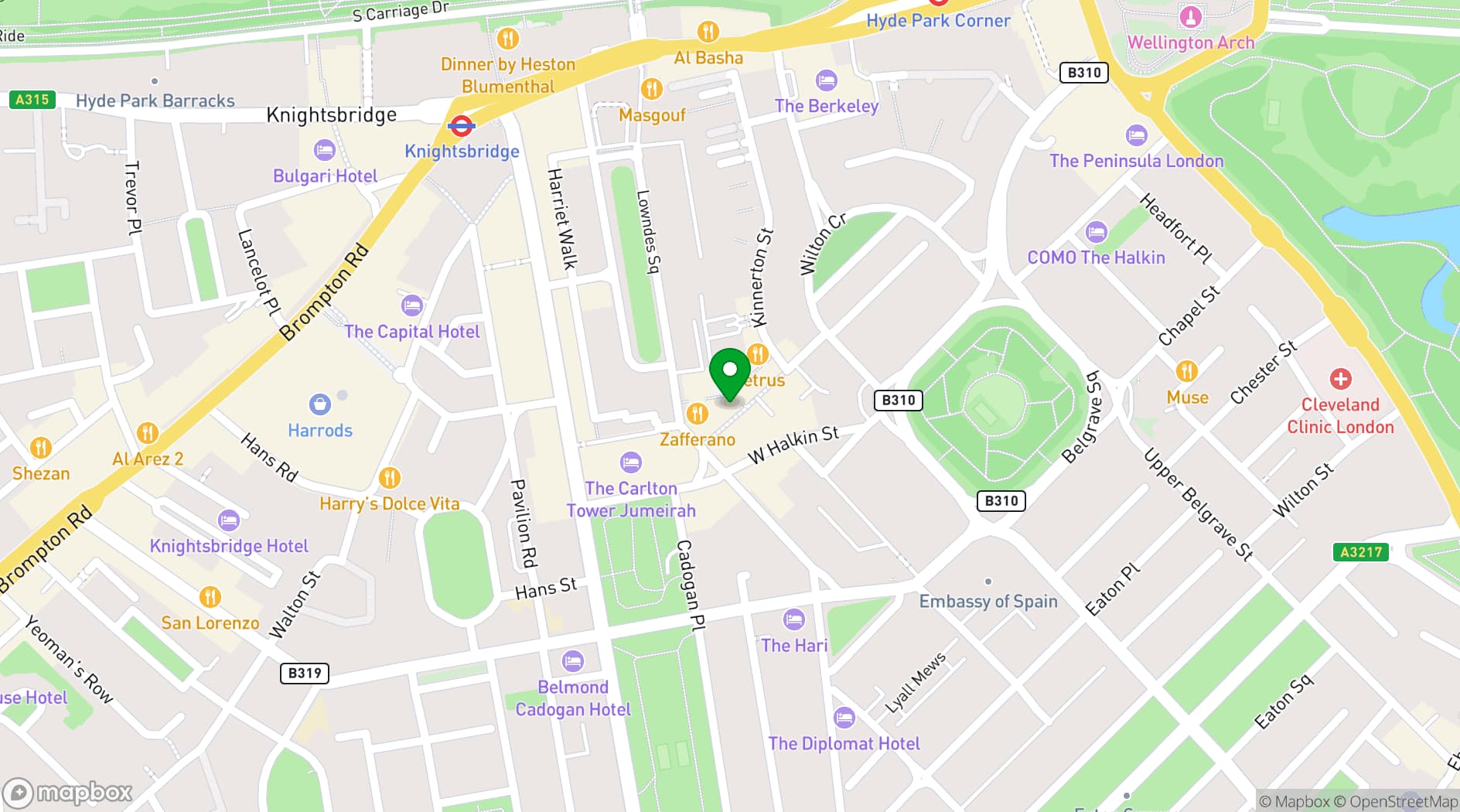 Map showing Amaya Grill and Bar
