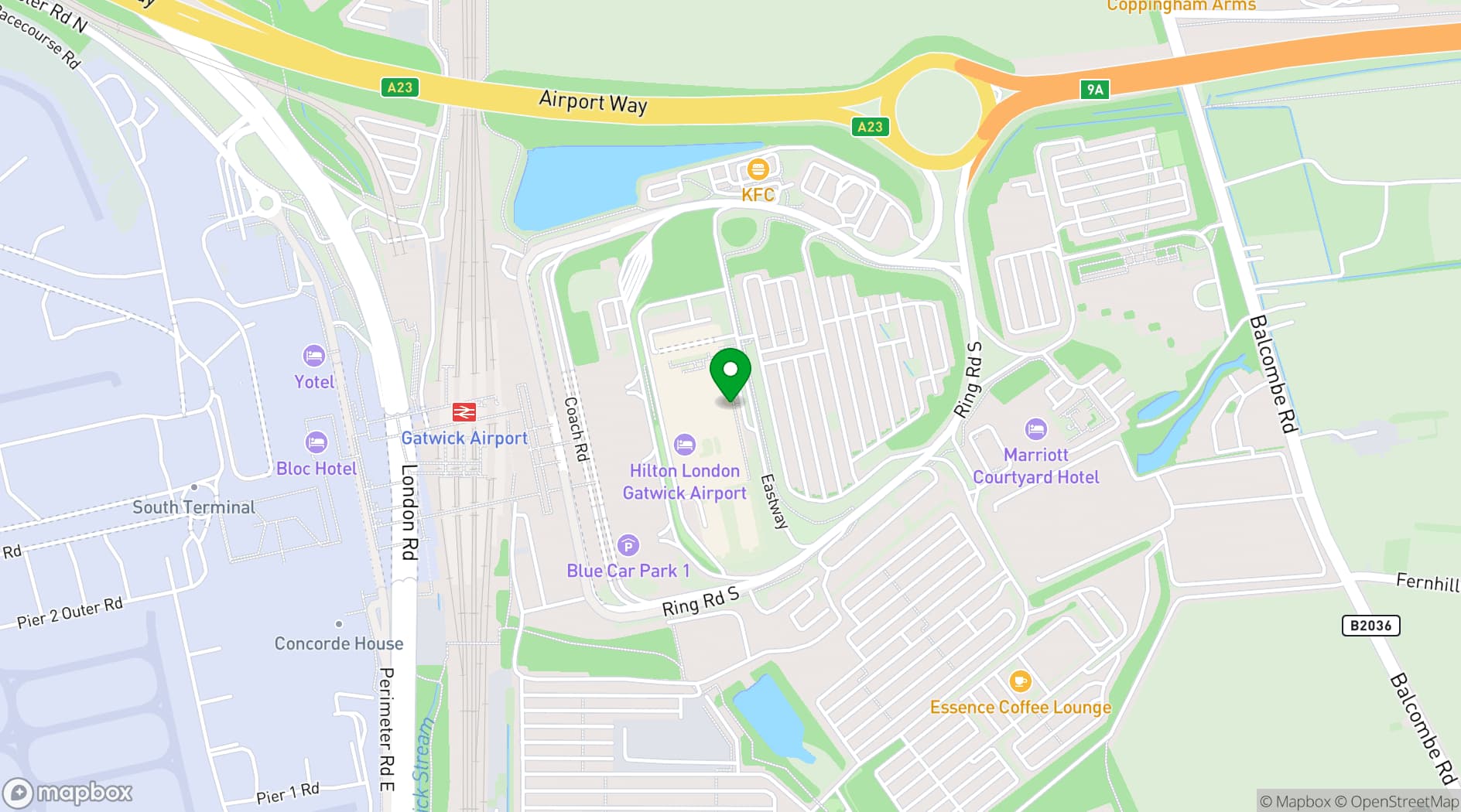 Map showing Hilton London Gatwick Airport