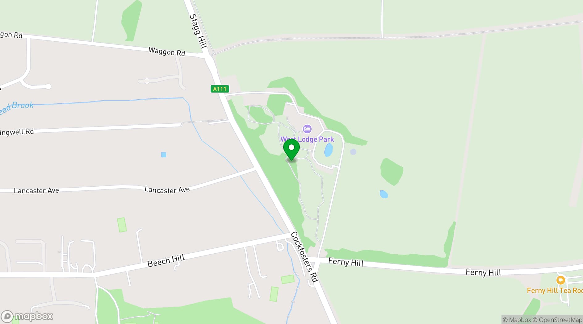 Map showing West Lodge Park Hotel