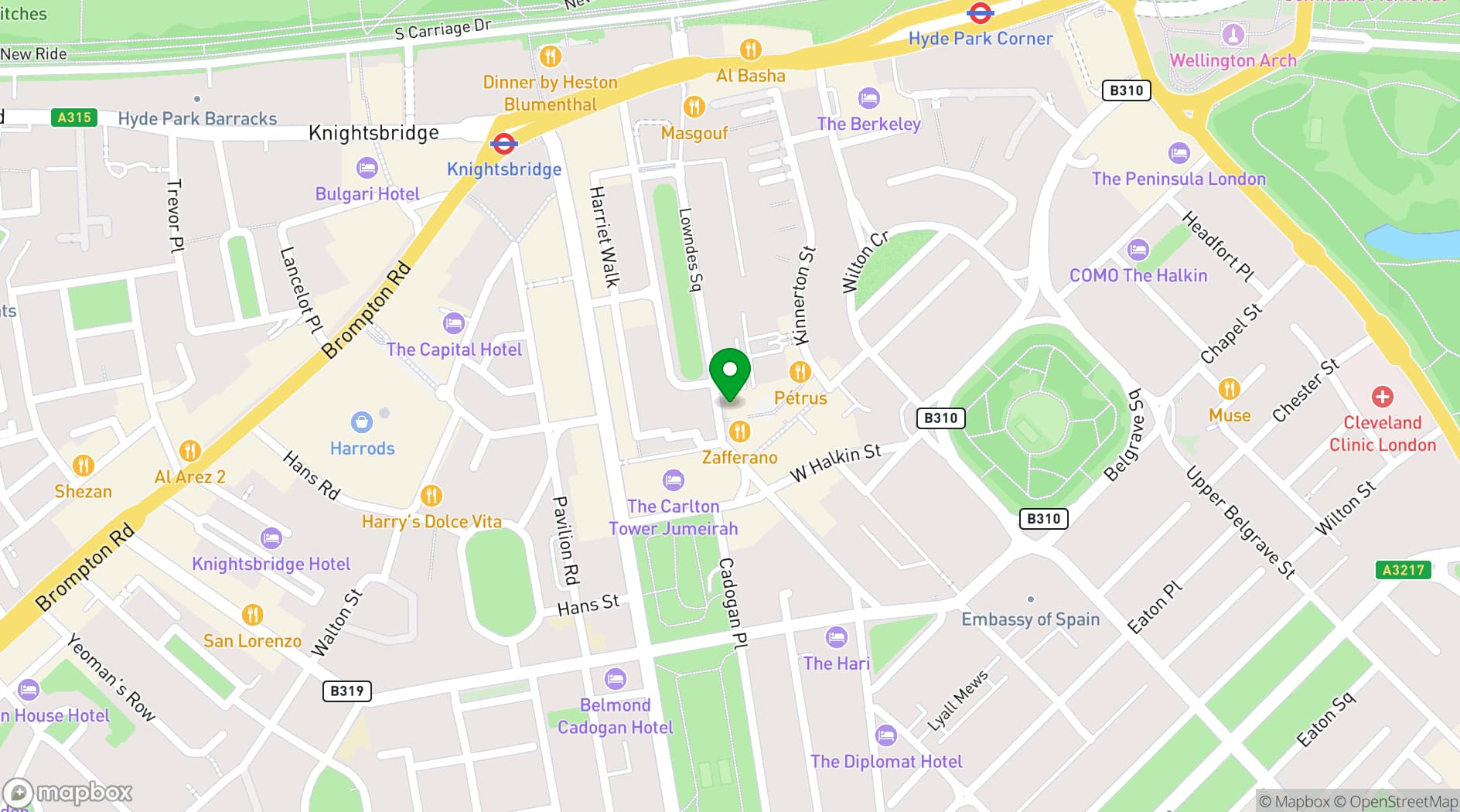 Map showing Jumeirah Lowndes Hotel