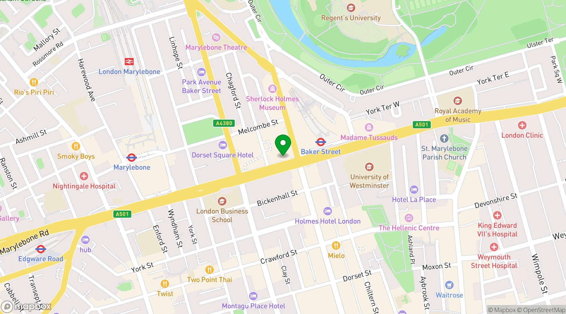 Map showing The Veg Box Cafe