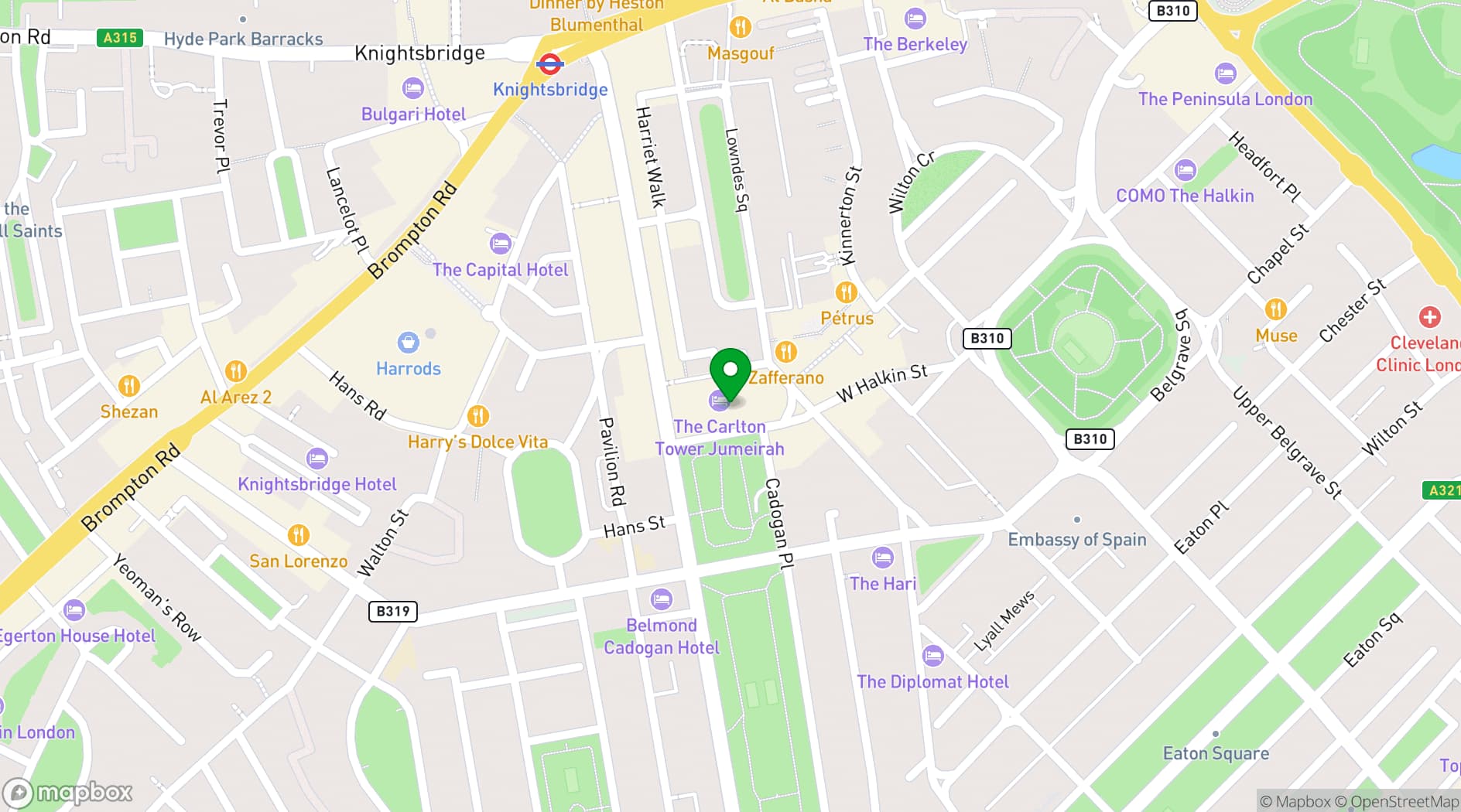 Map showing The Carlton Tower Jumeirah