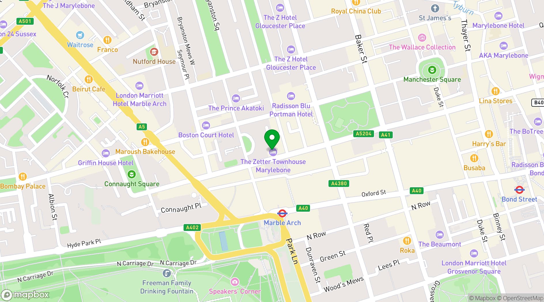 Map showing The Zetter Marylebone