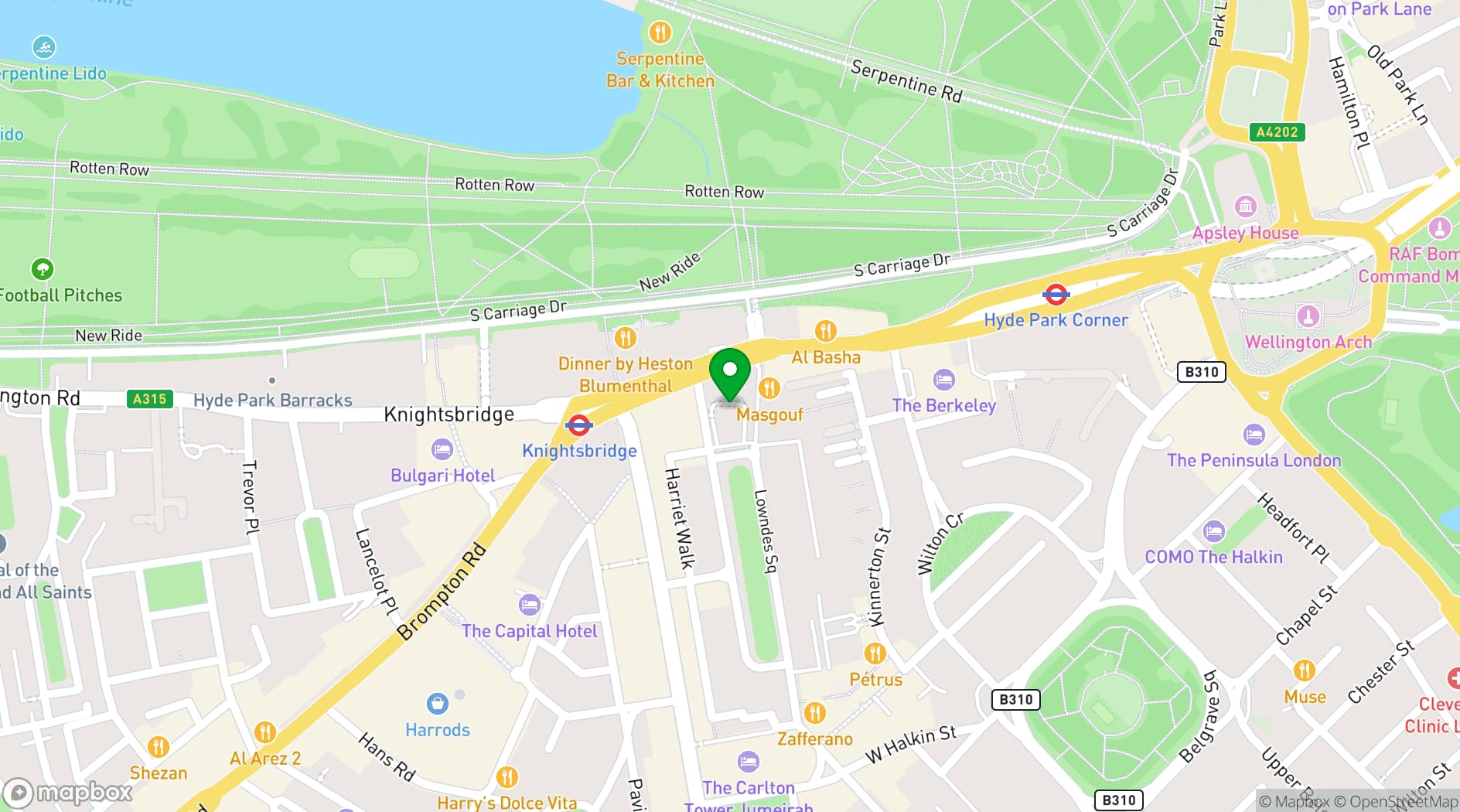 Map showing The Park Tower Knightsbridge - A Luxury Collection Hotel, London 