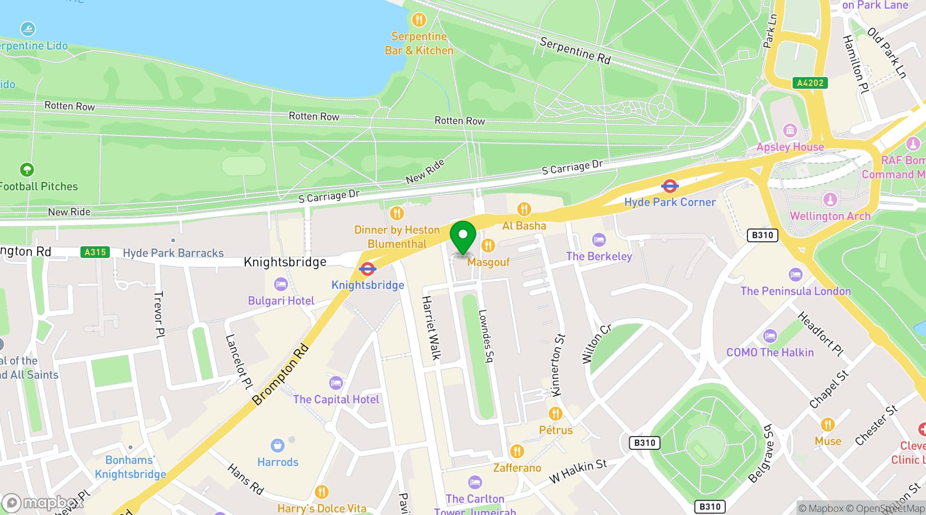 Map showing The Park Tower Knightsbridge - A Luxury Collection Hotel, London 