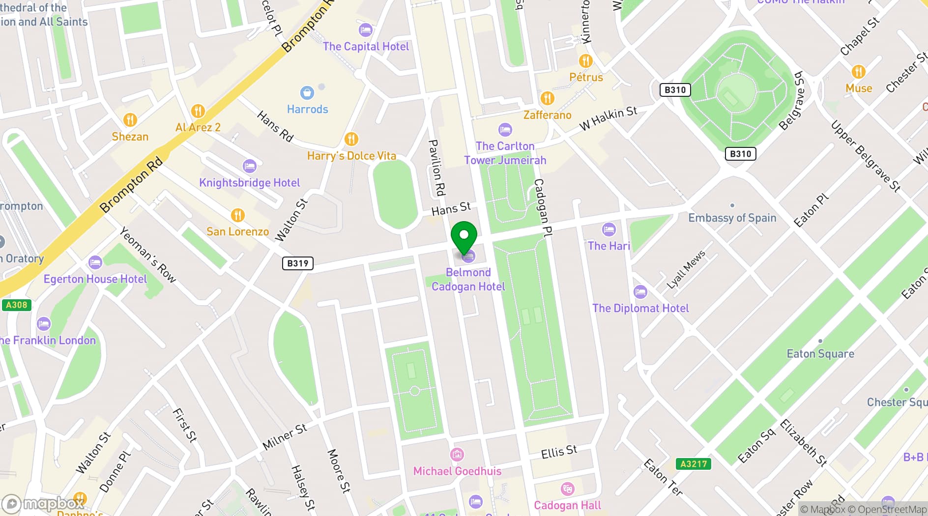 Map showing The Cadogan