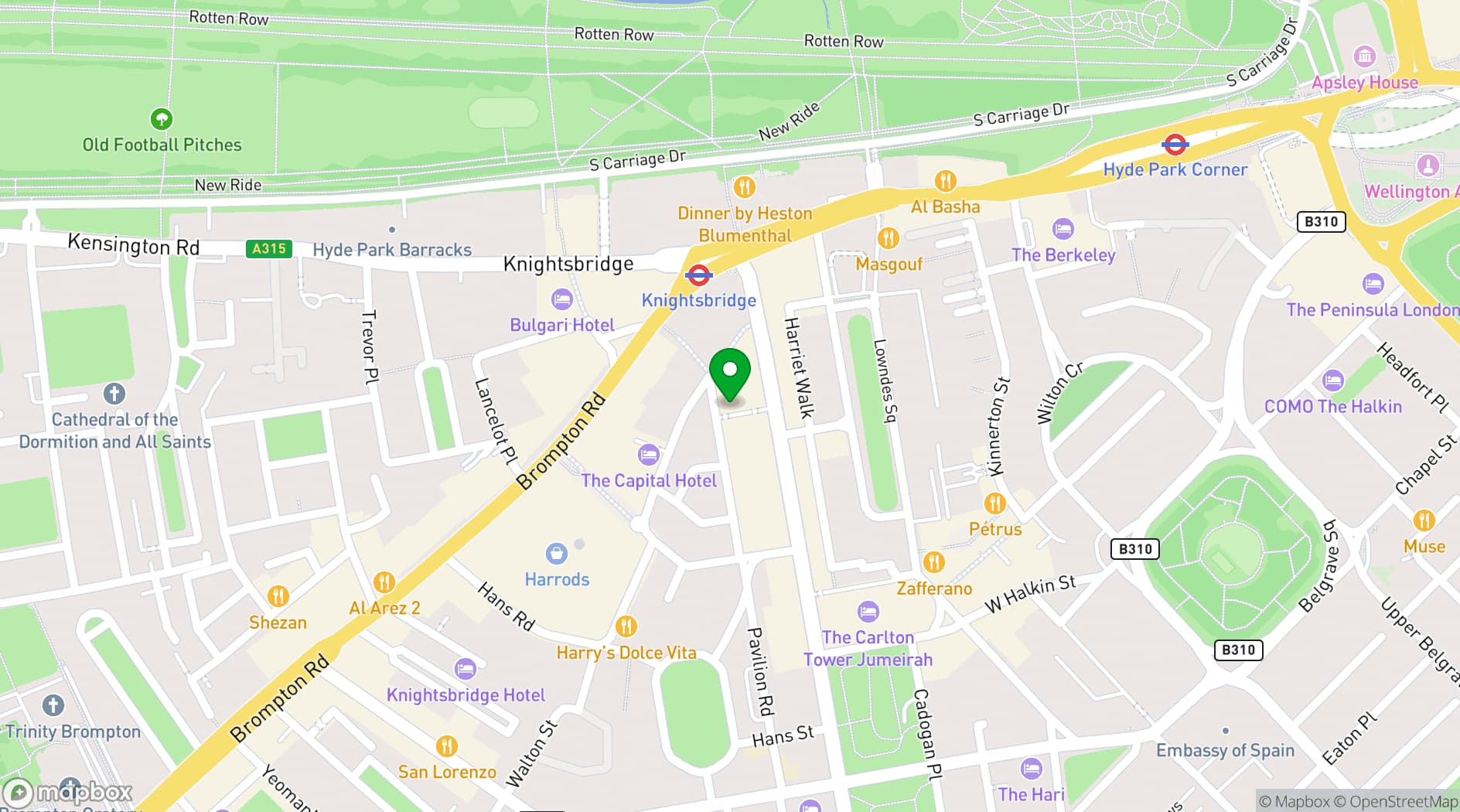 Map showing Sale e Pepe Knightsbridge