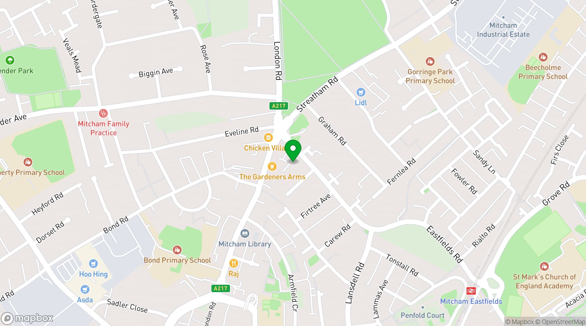 Map showing Mitcham Business Event Centre / Multiple Halls