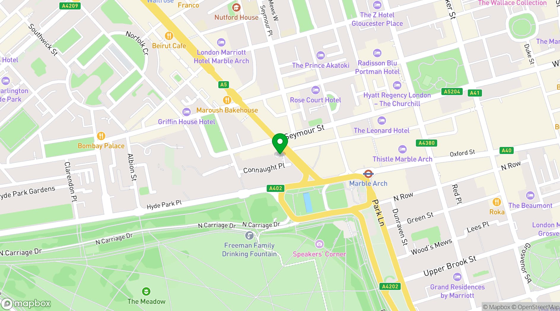 Map showing BKC Marble Arch