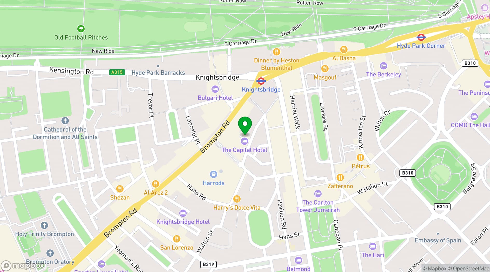 Map showing The Capital Hotel, Apartments & Townhouse