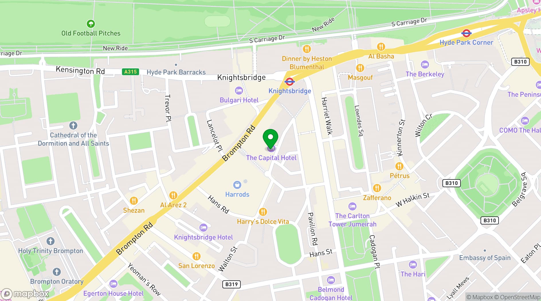 Map showing The Capital Hotel, Apartments & Townhouse