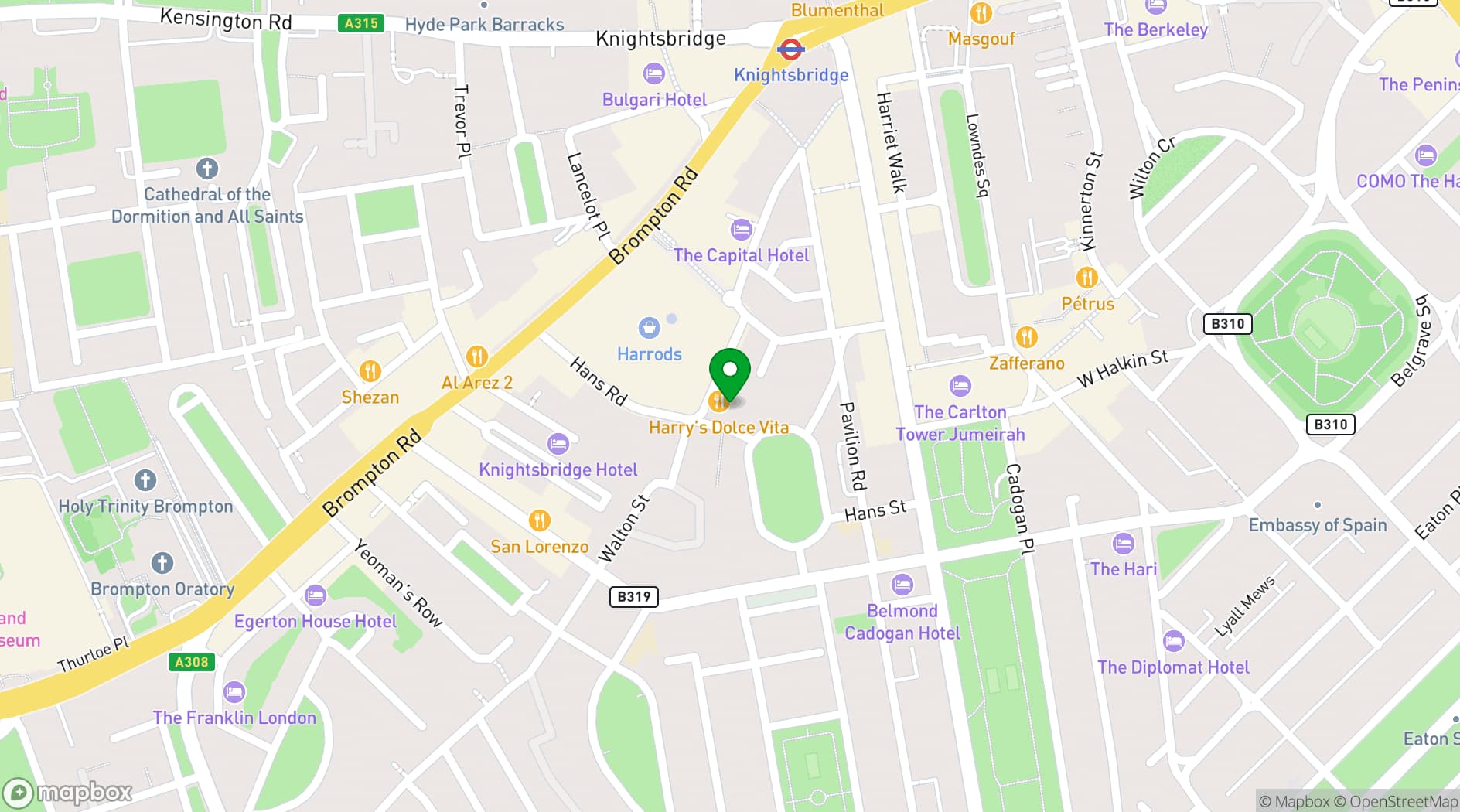 Map showing Harry's Dolce Vita