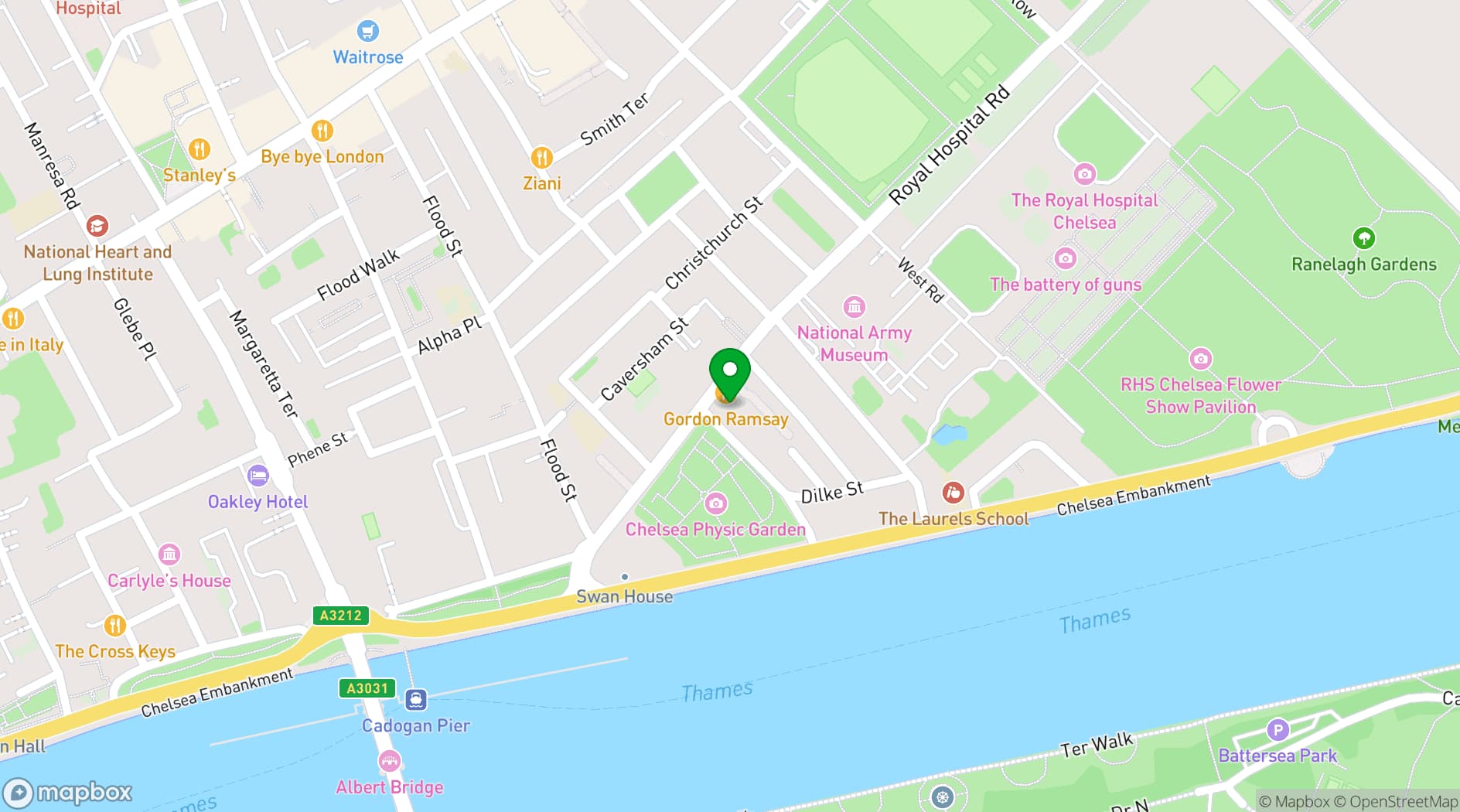Map showing Restaurant Gordon Ramsay