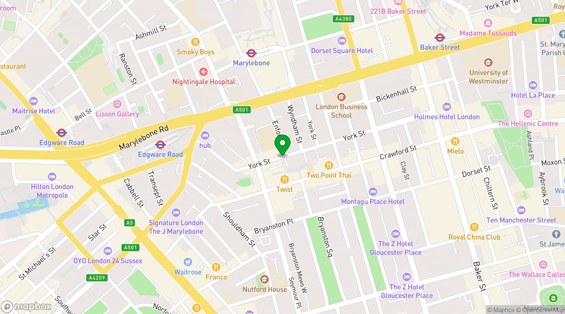 Map showing 67 York Street Gallery