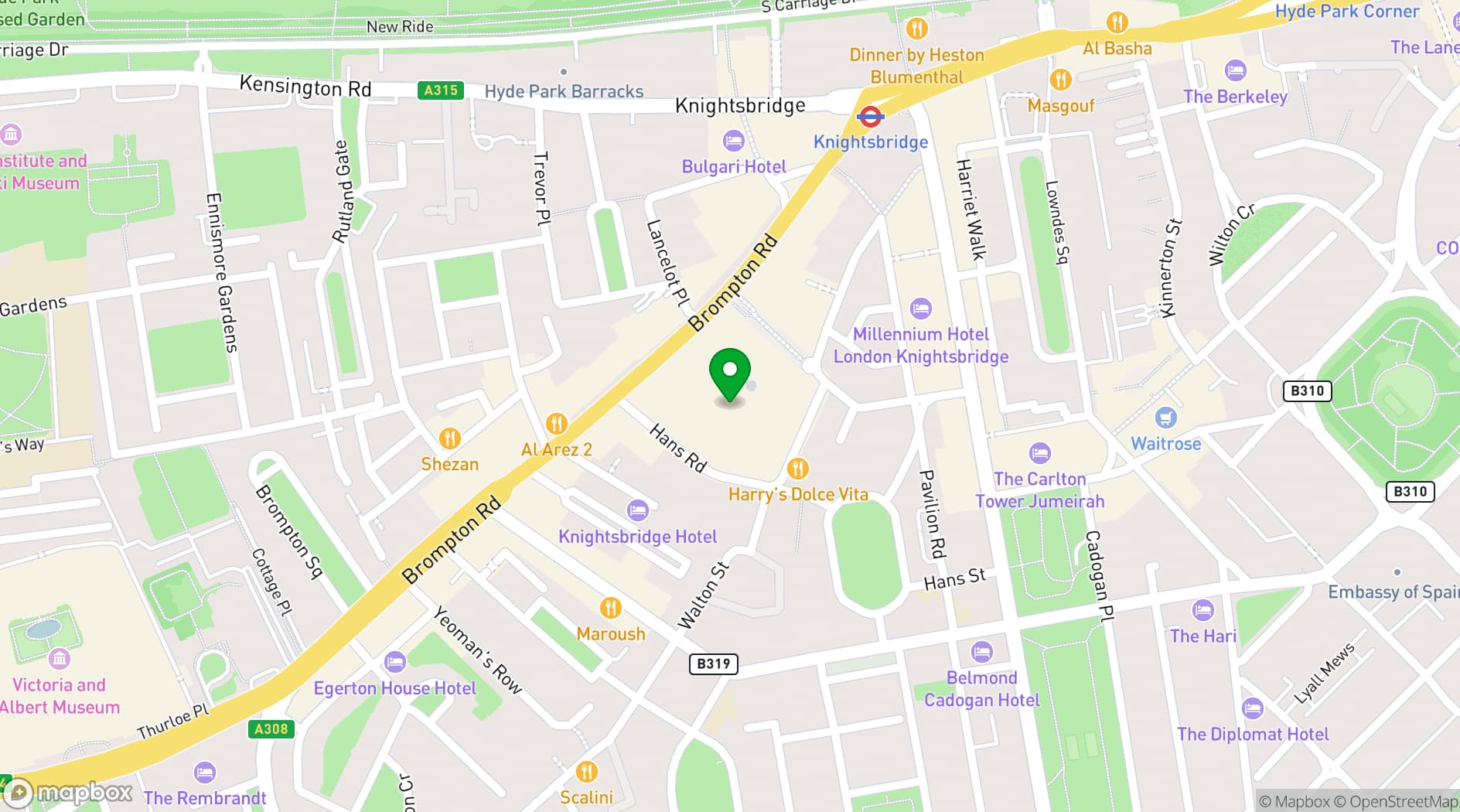 Map showing Harrods Restaurants