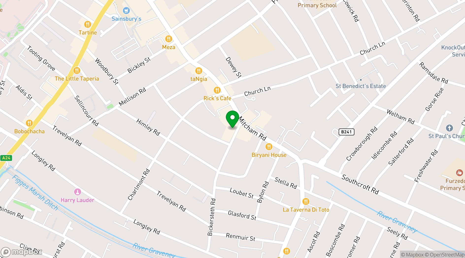 Map showing Tooting Works