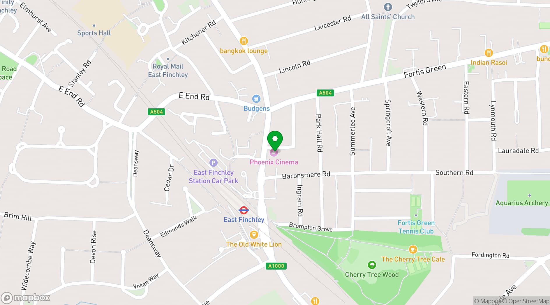 Map showing Phoenix Cinema London