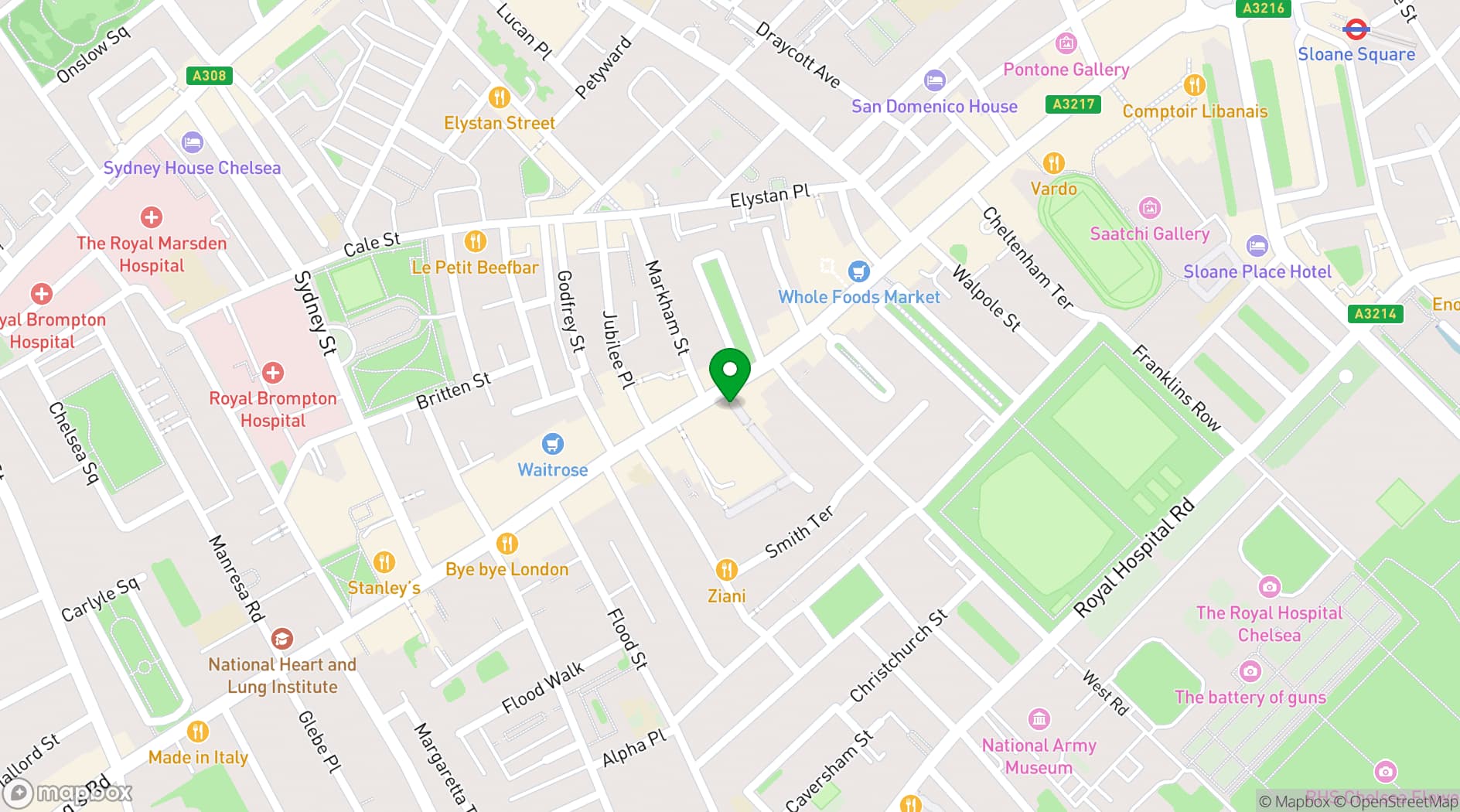 Map showing Creative Pop Up Space King's Road, Chelsea