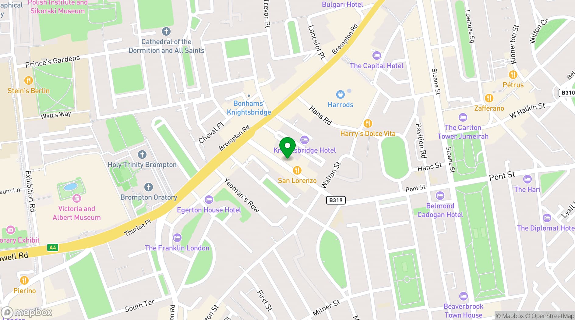 Map showing 19 Beauchamp Place