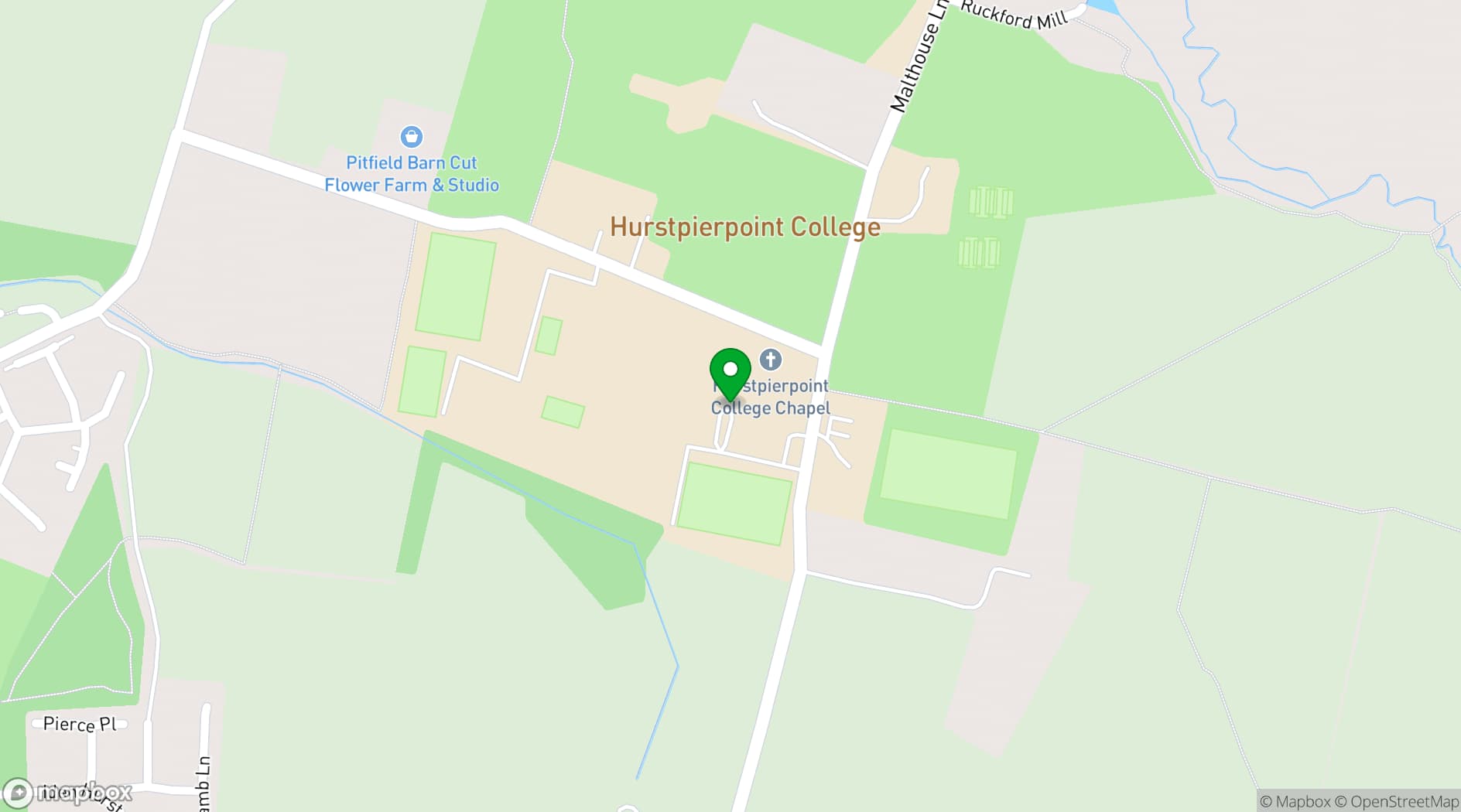 Map showing Hurst College