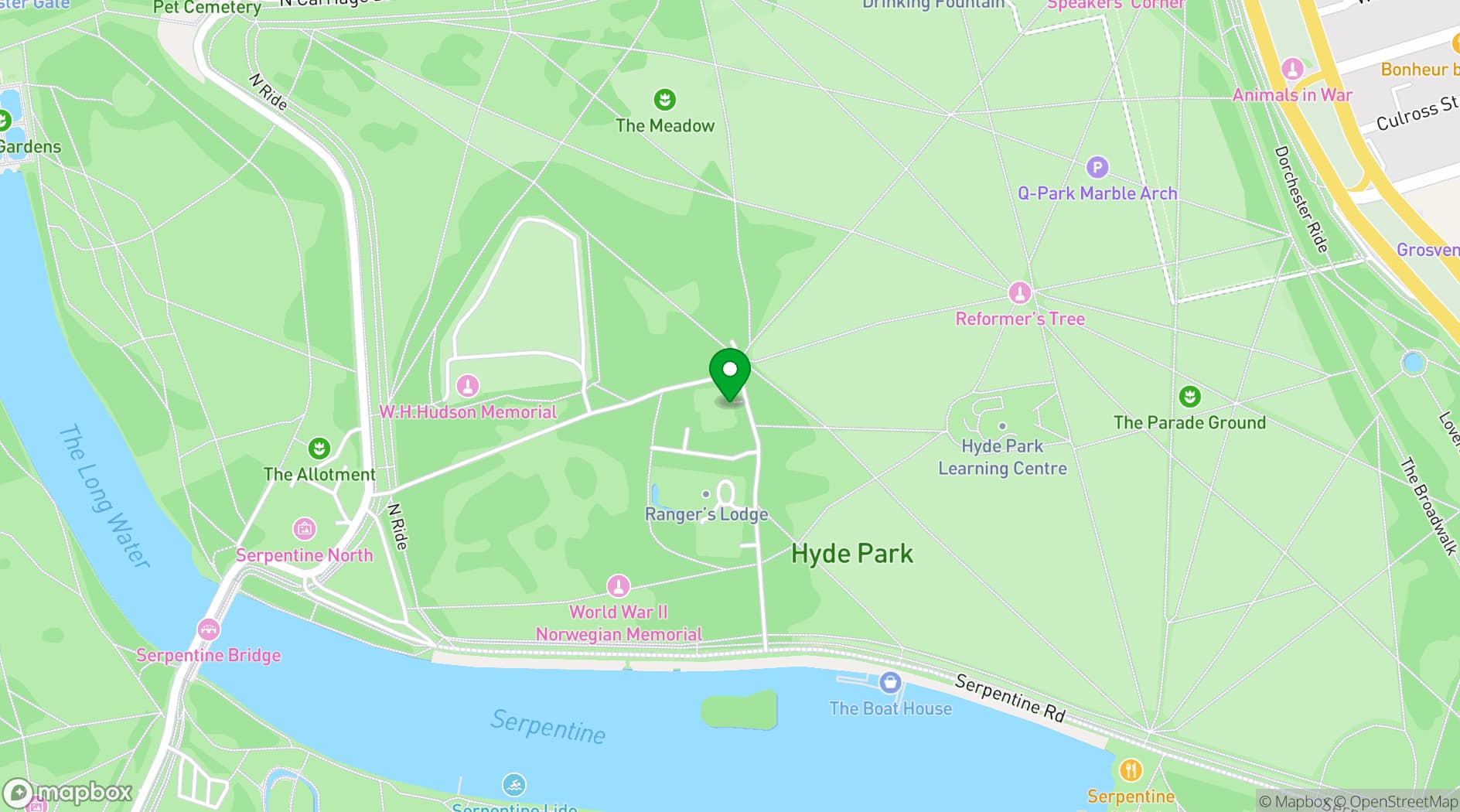 Map showing The Royal Parks