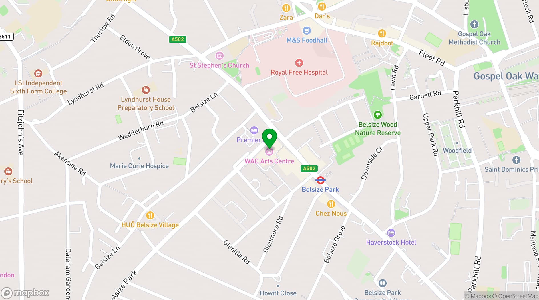 Map showing Wac Arts
