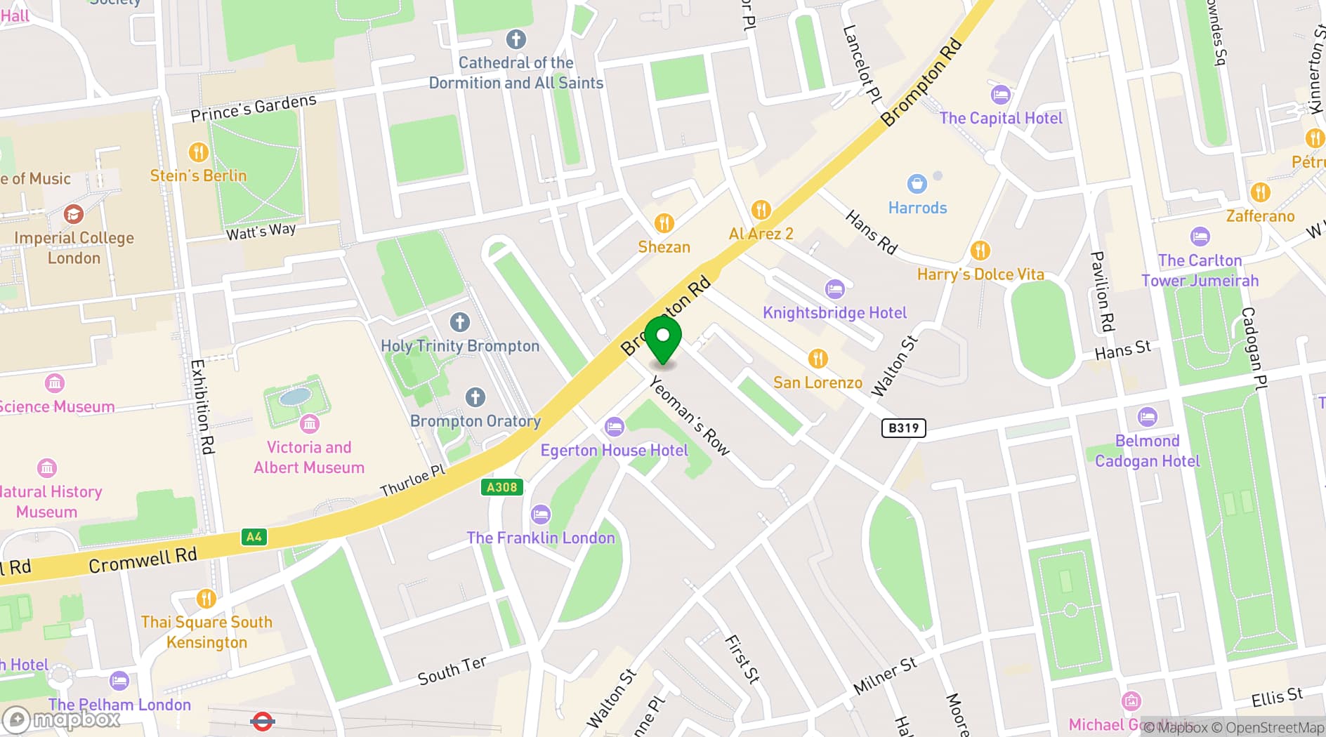 Map showing Hawksmoor Knightsbridge