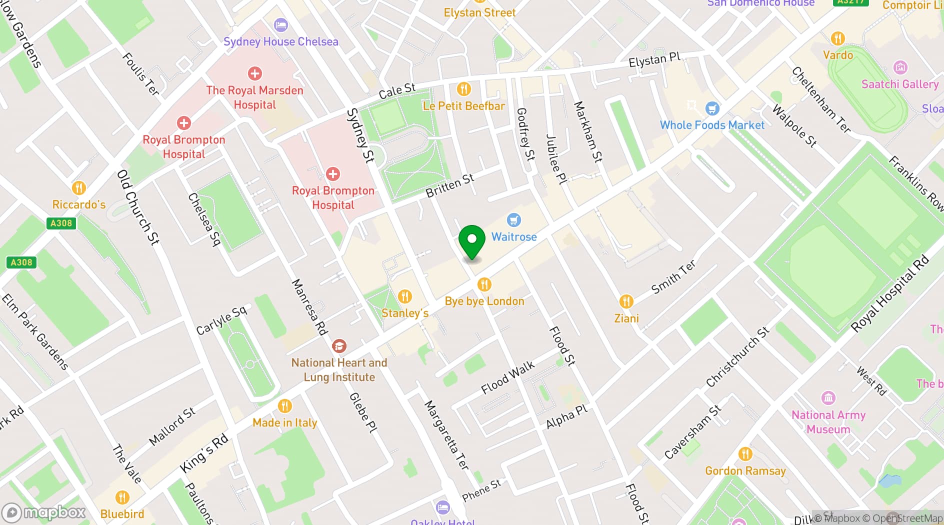 Map showing BookBar Chelsea