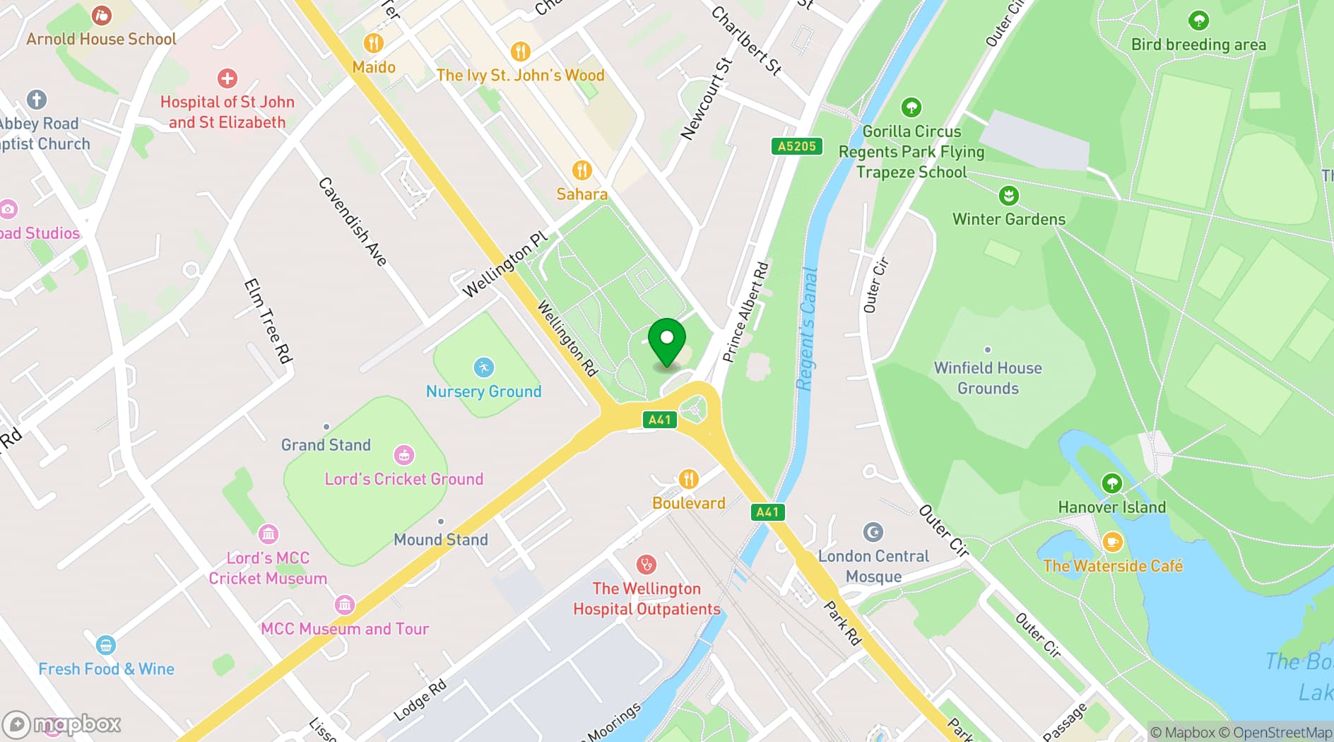 Map showing St John's Wood Church