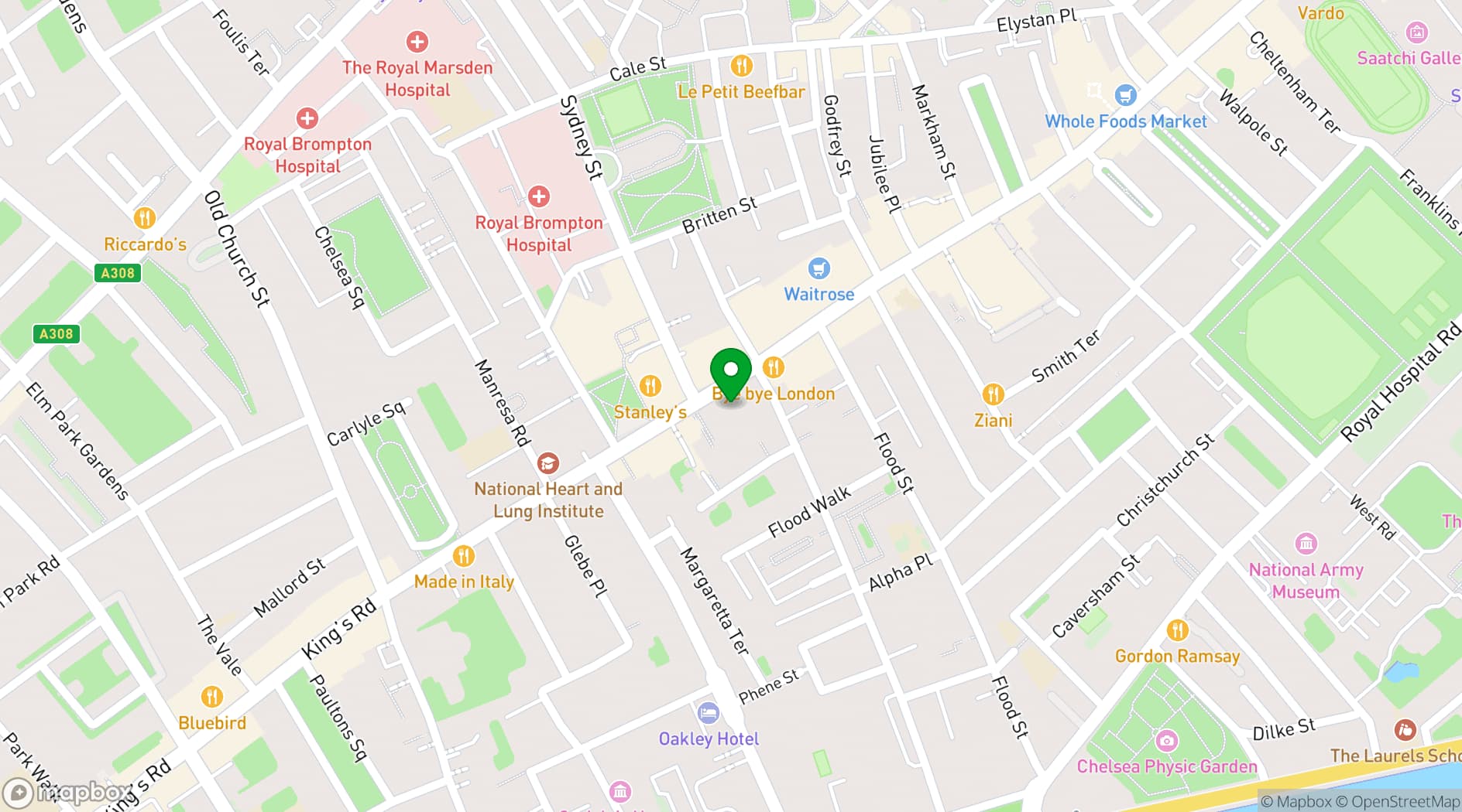 Map showing Chelsea Library
