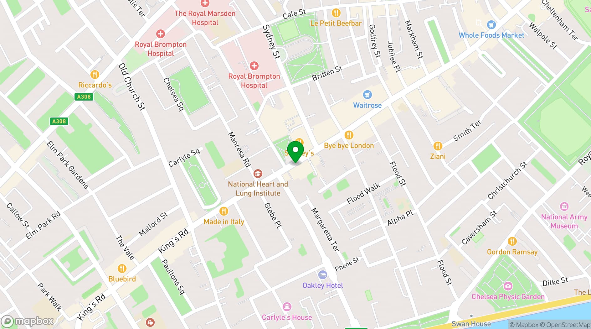 Map showing The Ivy Chelsea Garden