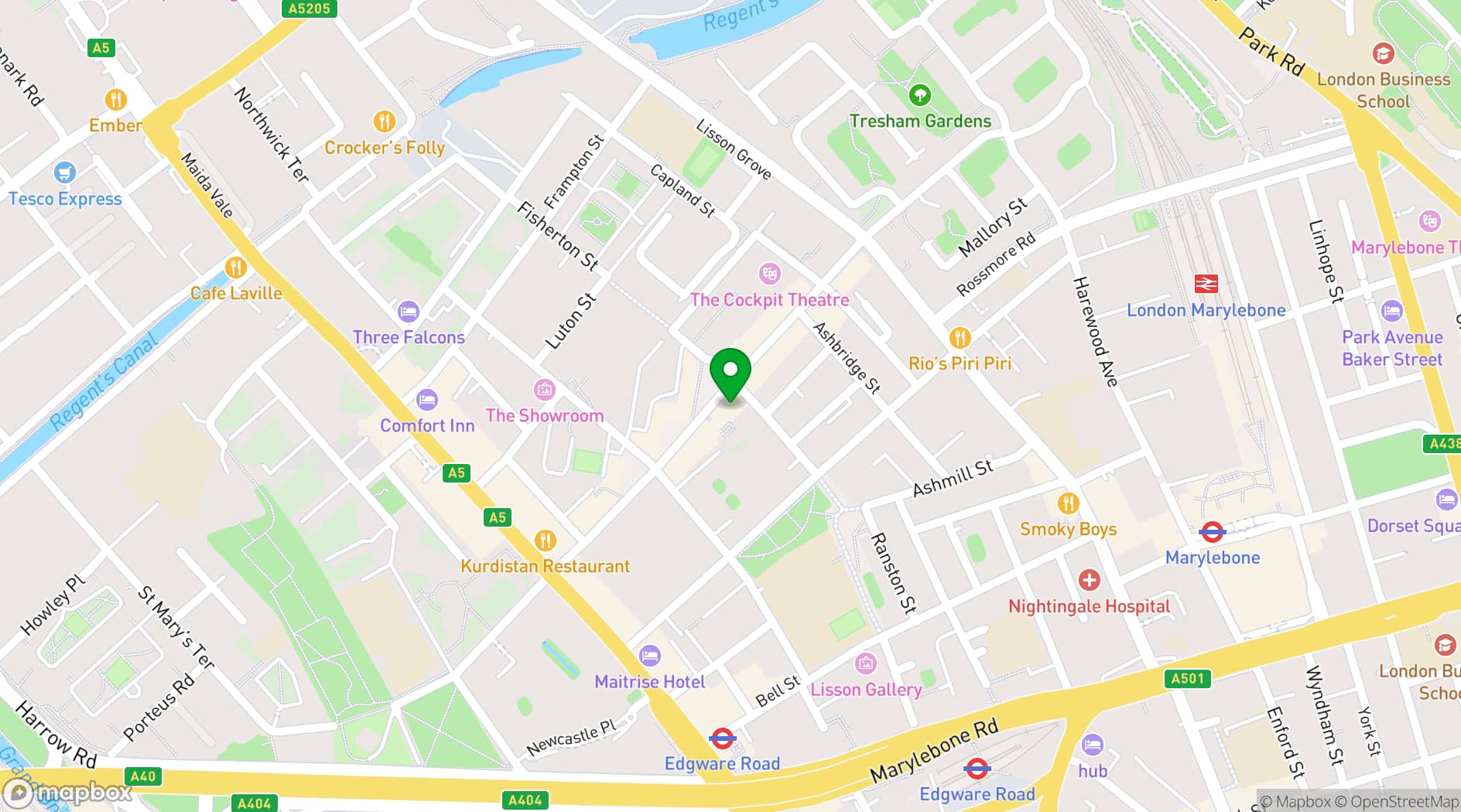 Map showing Church Street Library