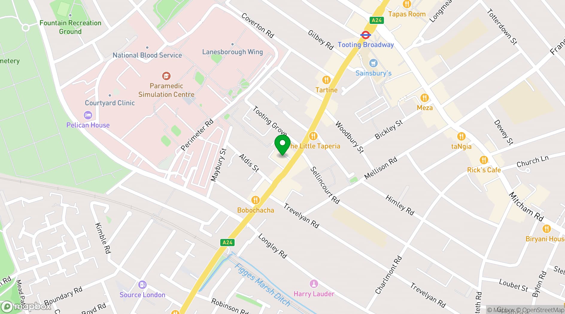 Map showing Trafalgar Arms