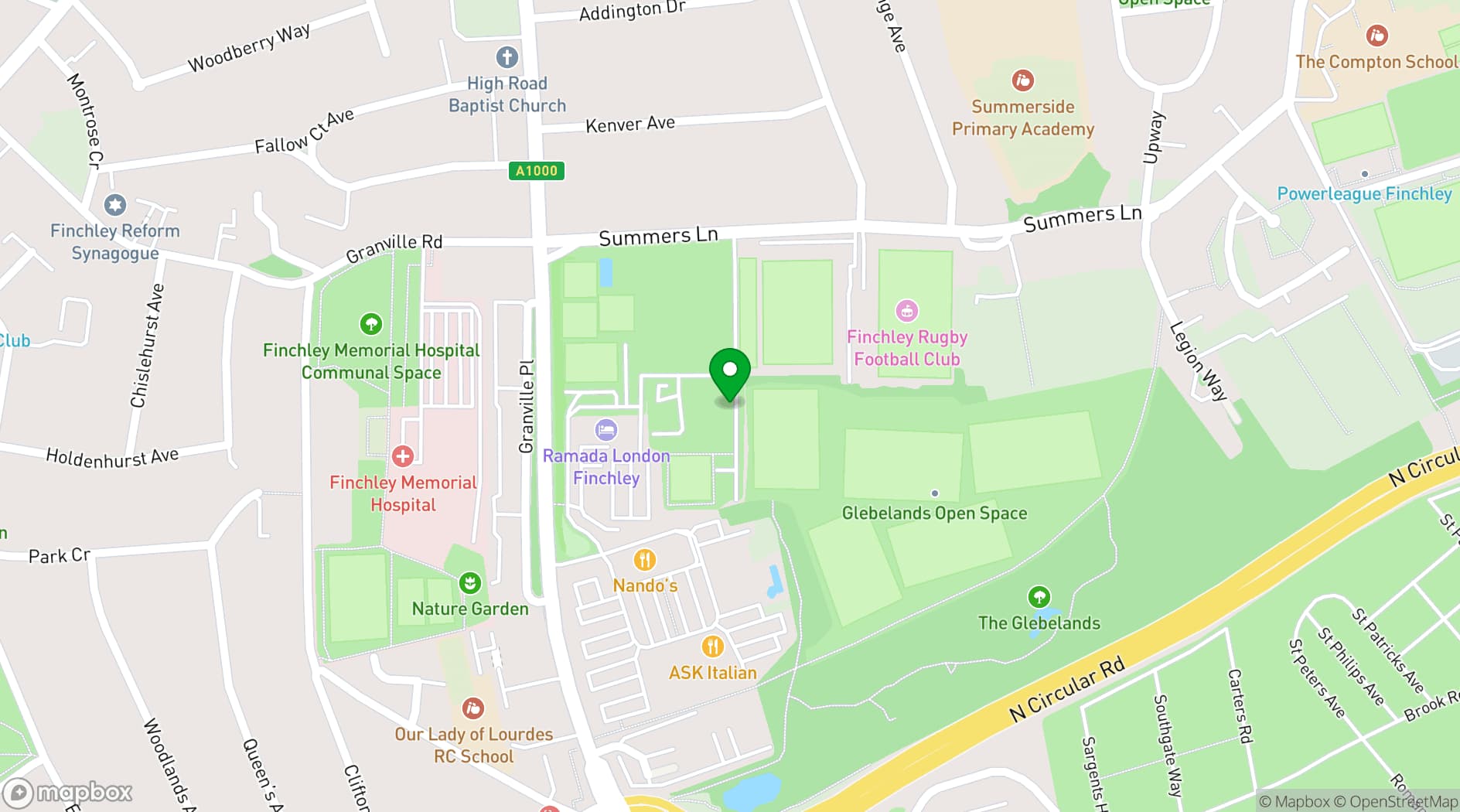 Map showing Glebelands