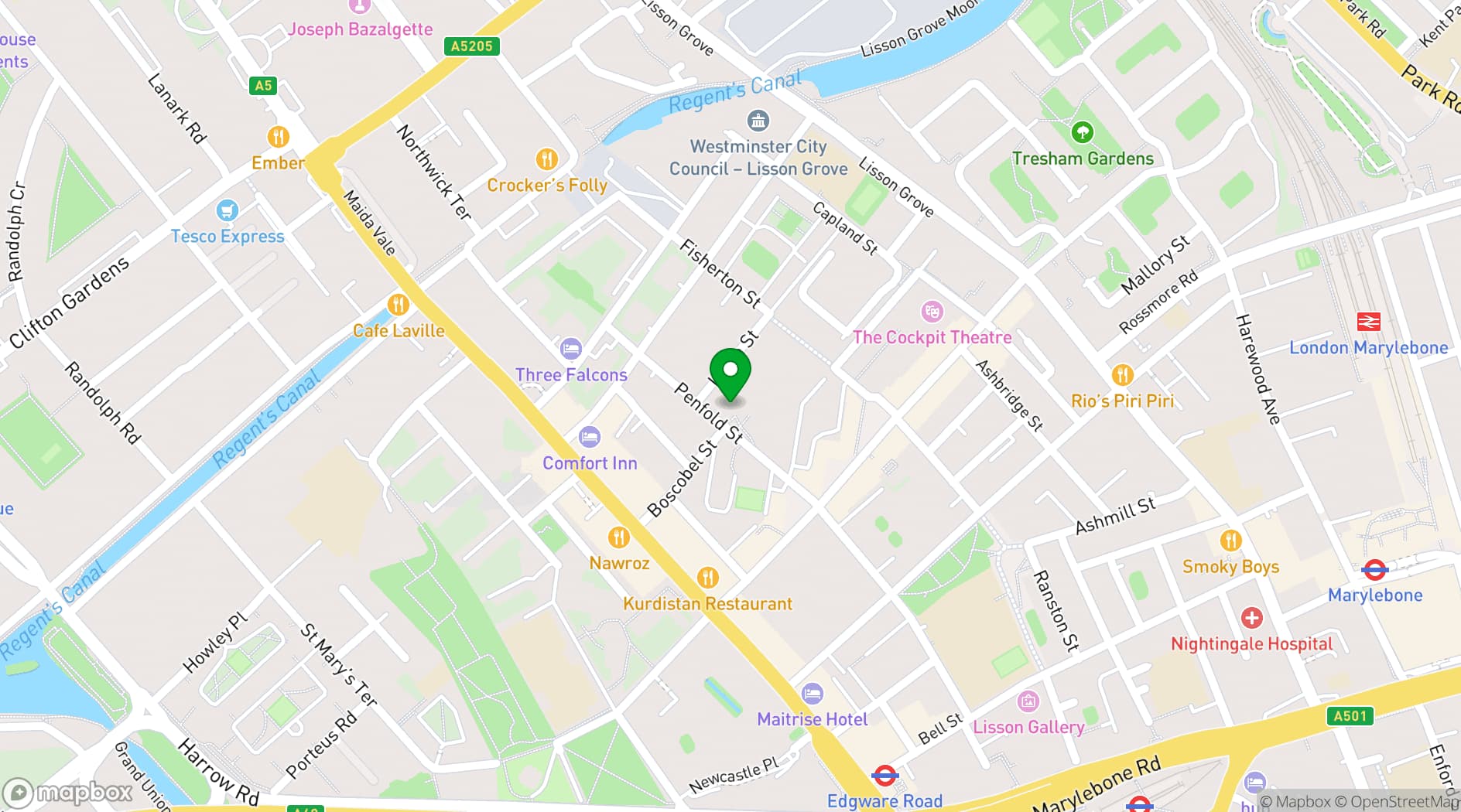 Map showing Notting Hill Genesis