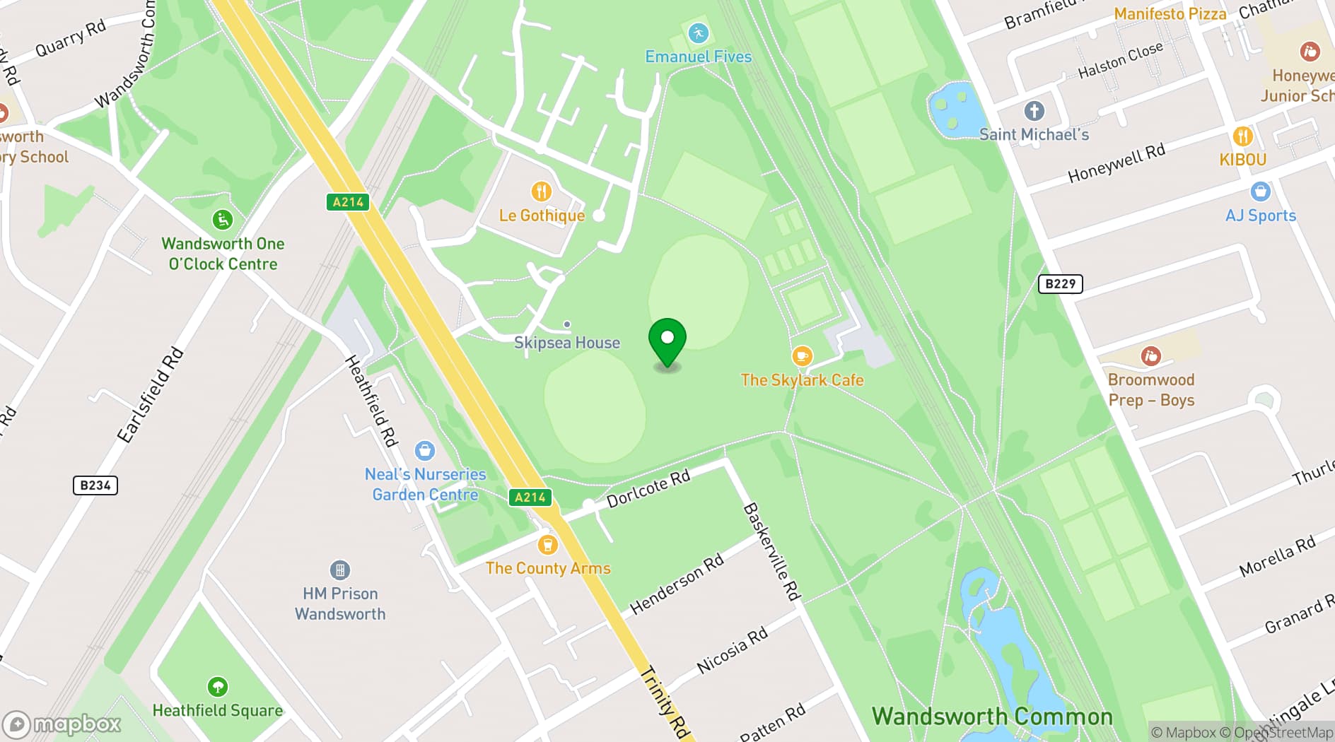 Map showing Wandsworth Common