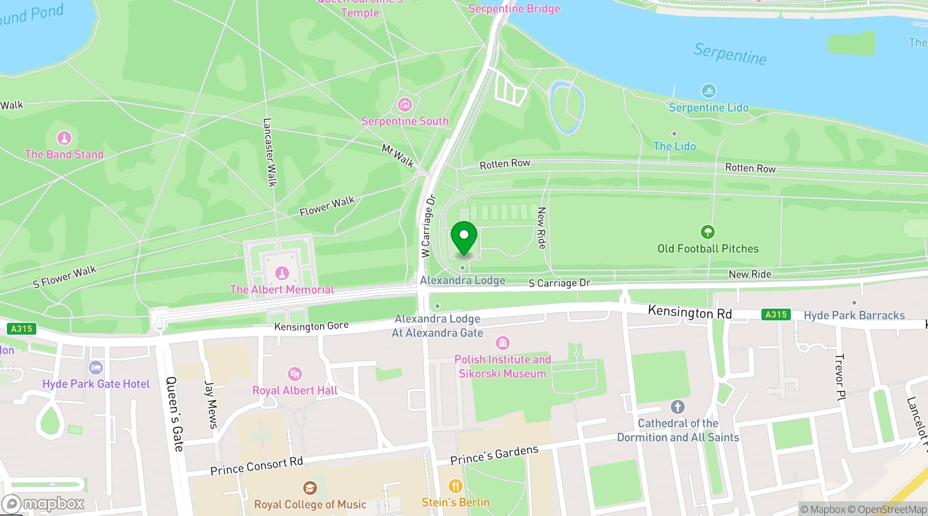 Map showing Hyde Park Pavilion Gardens