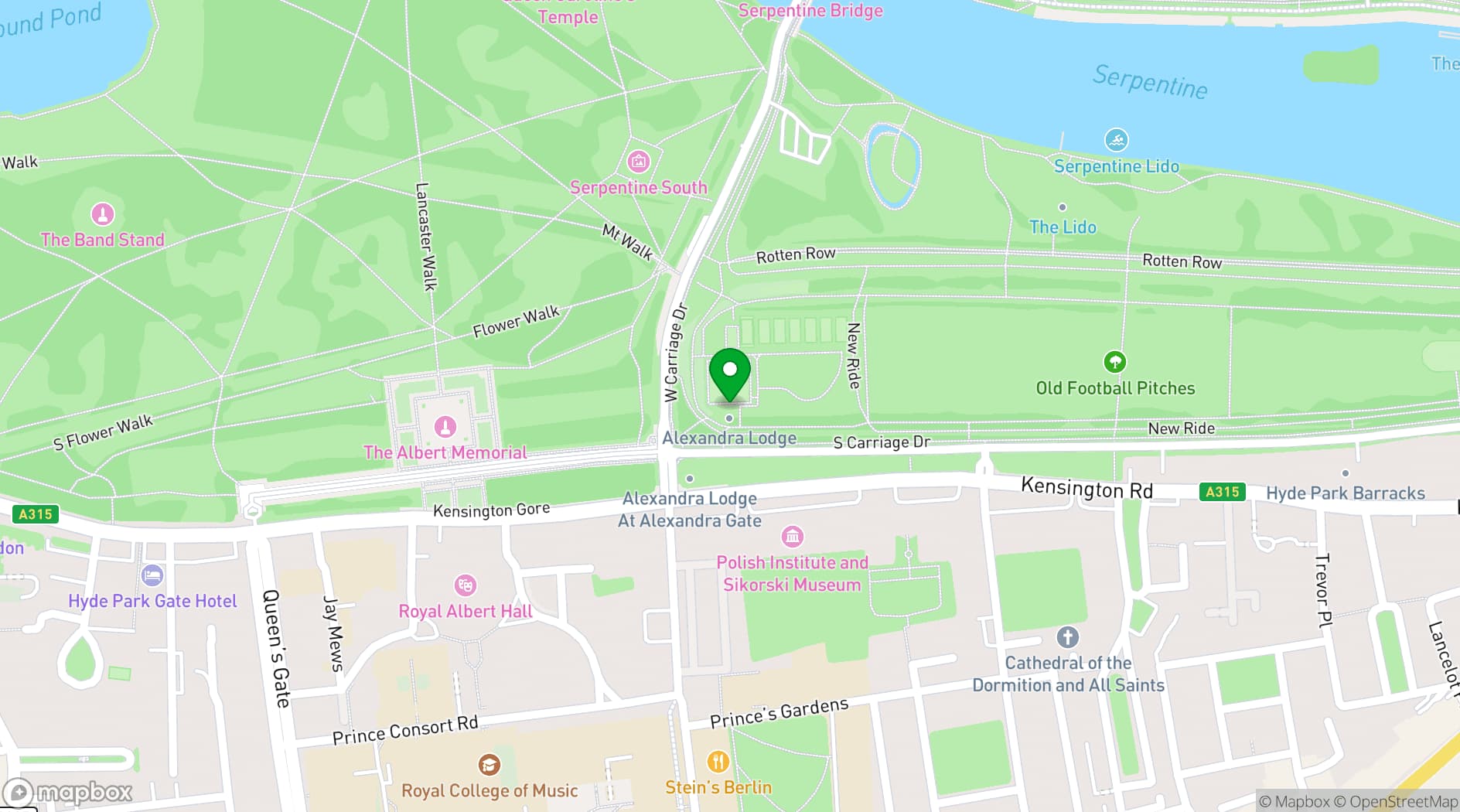 Map showing Park Sports Hyde Park