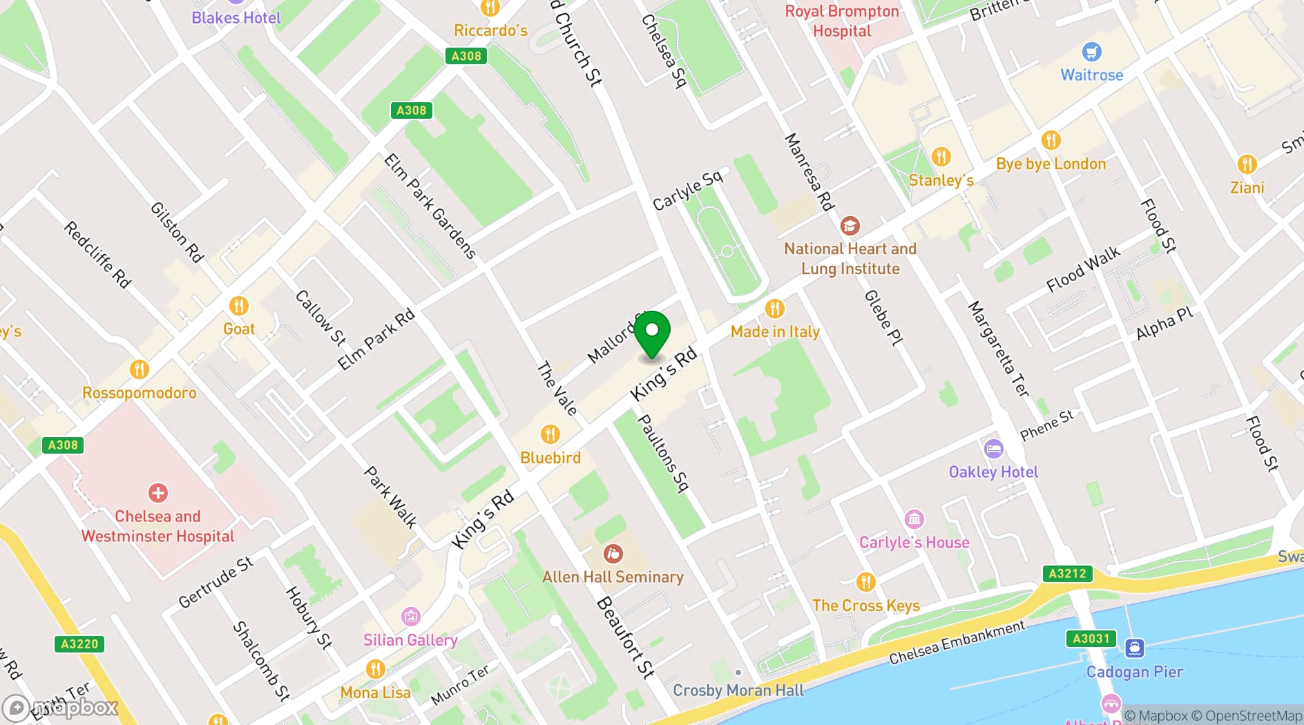 Map showing Callooh Callay Chelsea 