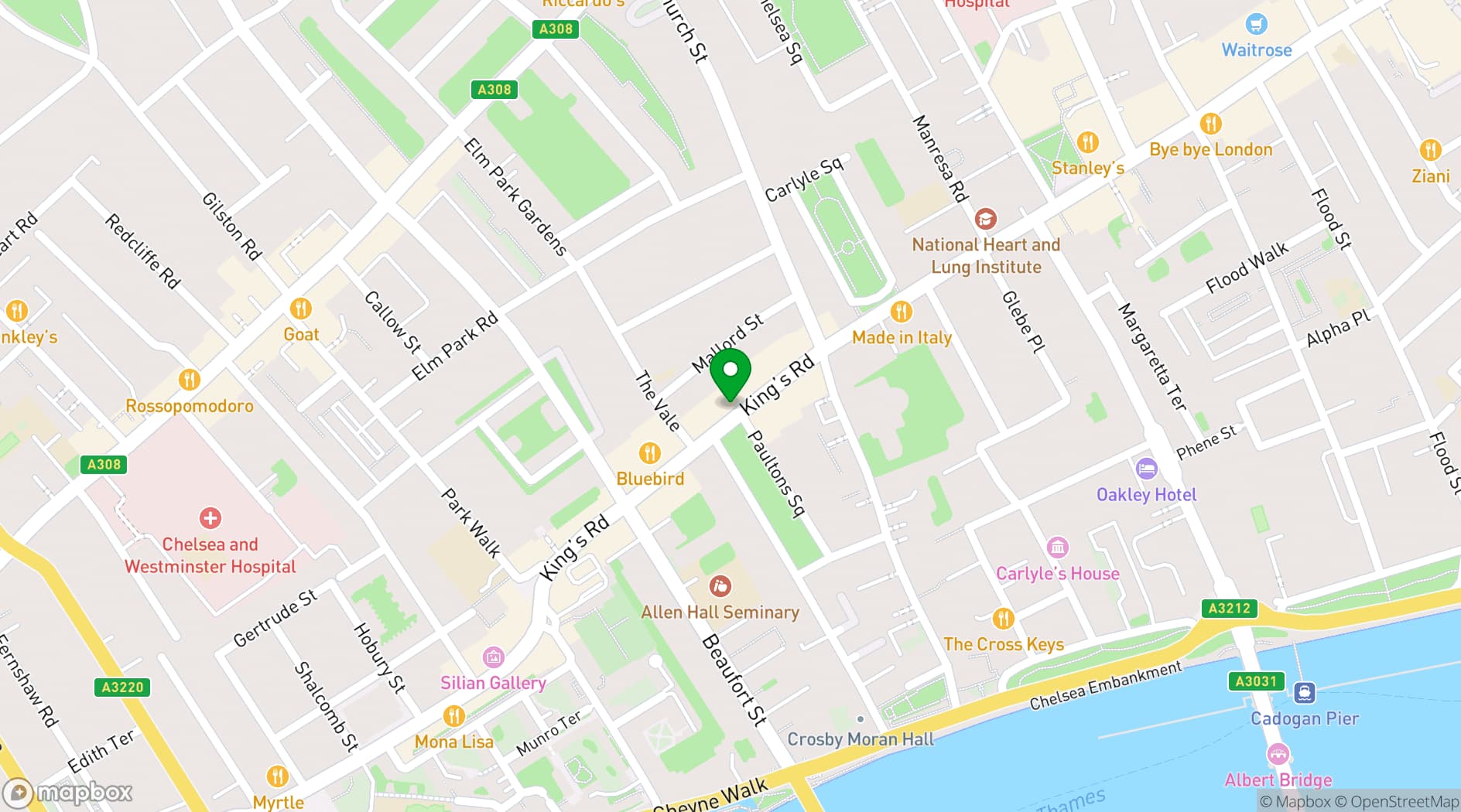 Map showing Big Easy Chelsea