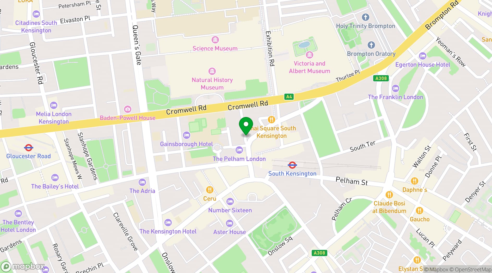 Map showing Cromwell Place