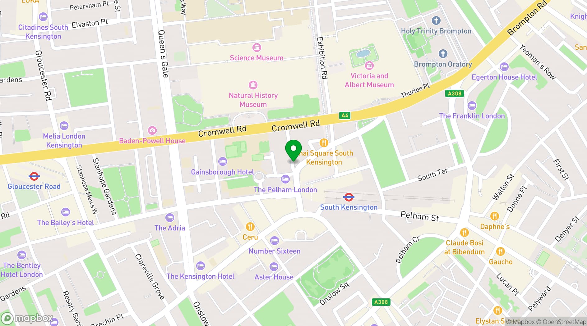 Map showing Cromwell Place