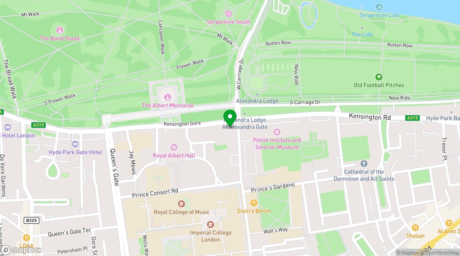 Map showing Royal Geographical Society