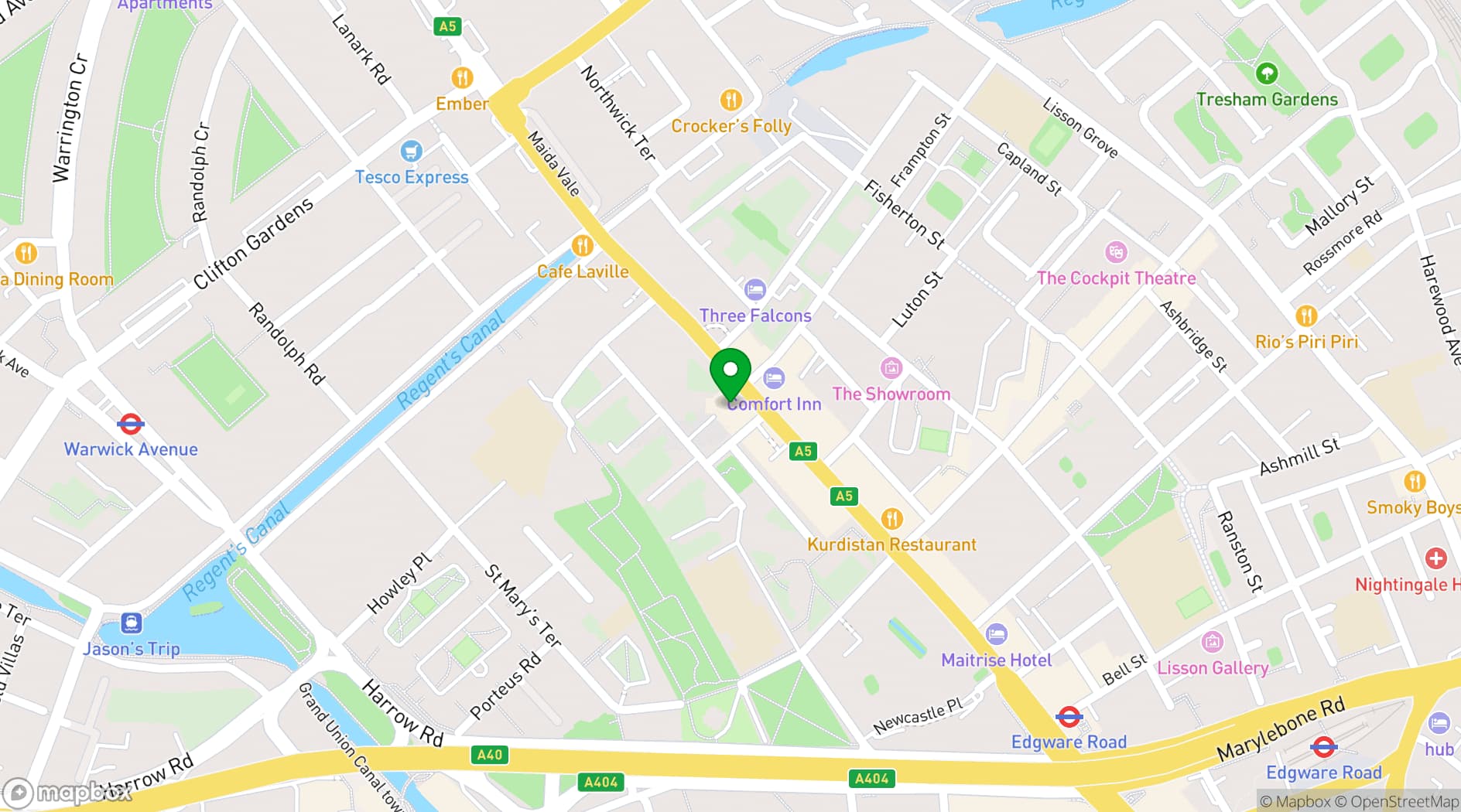 Map showing London Summer Venues