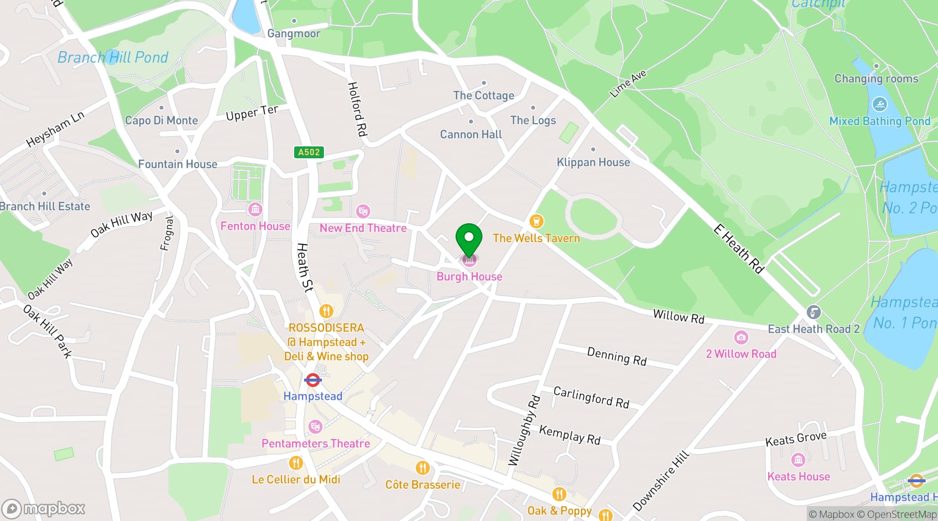 Map showing Burgh House