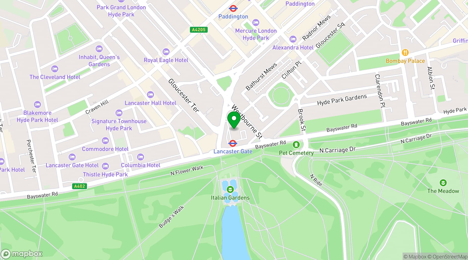 Map showing Royal Lancaster London