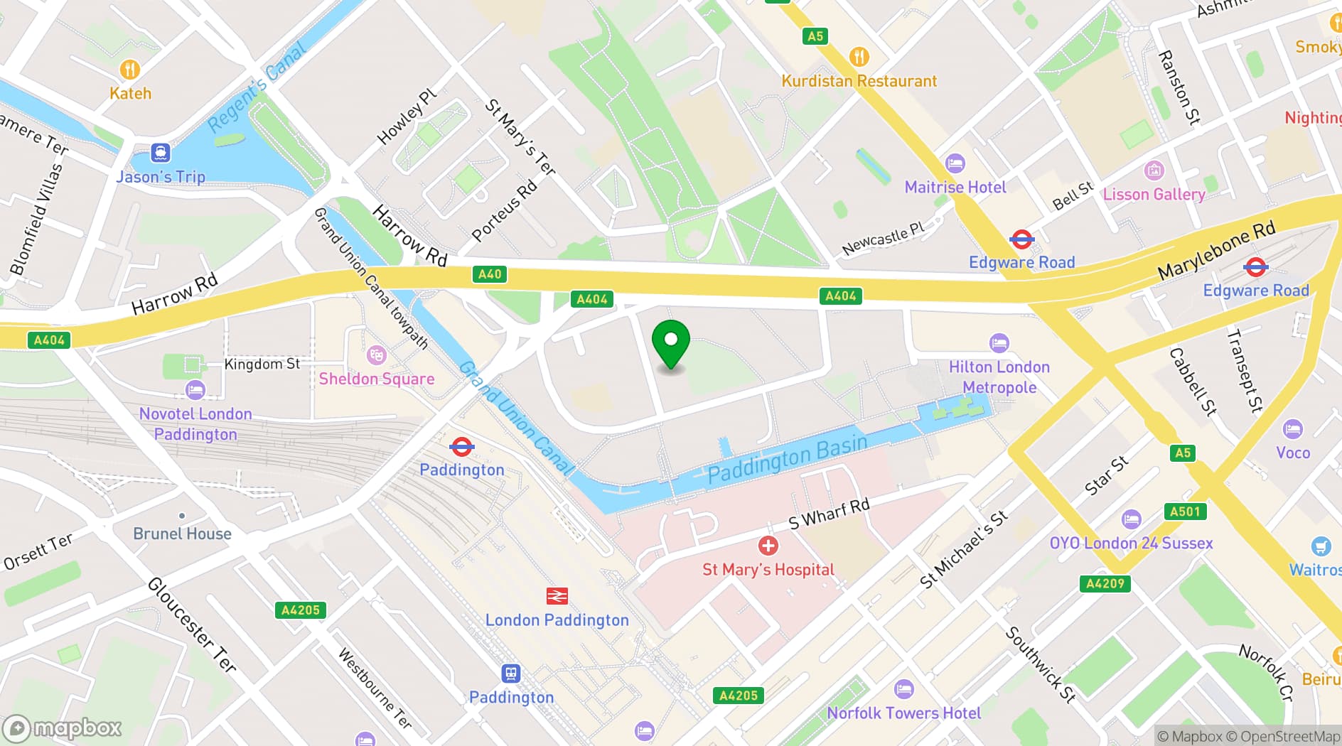 Map showing Paddington Works