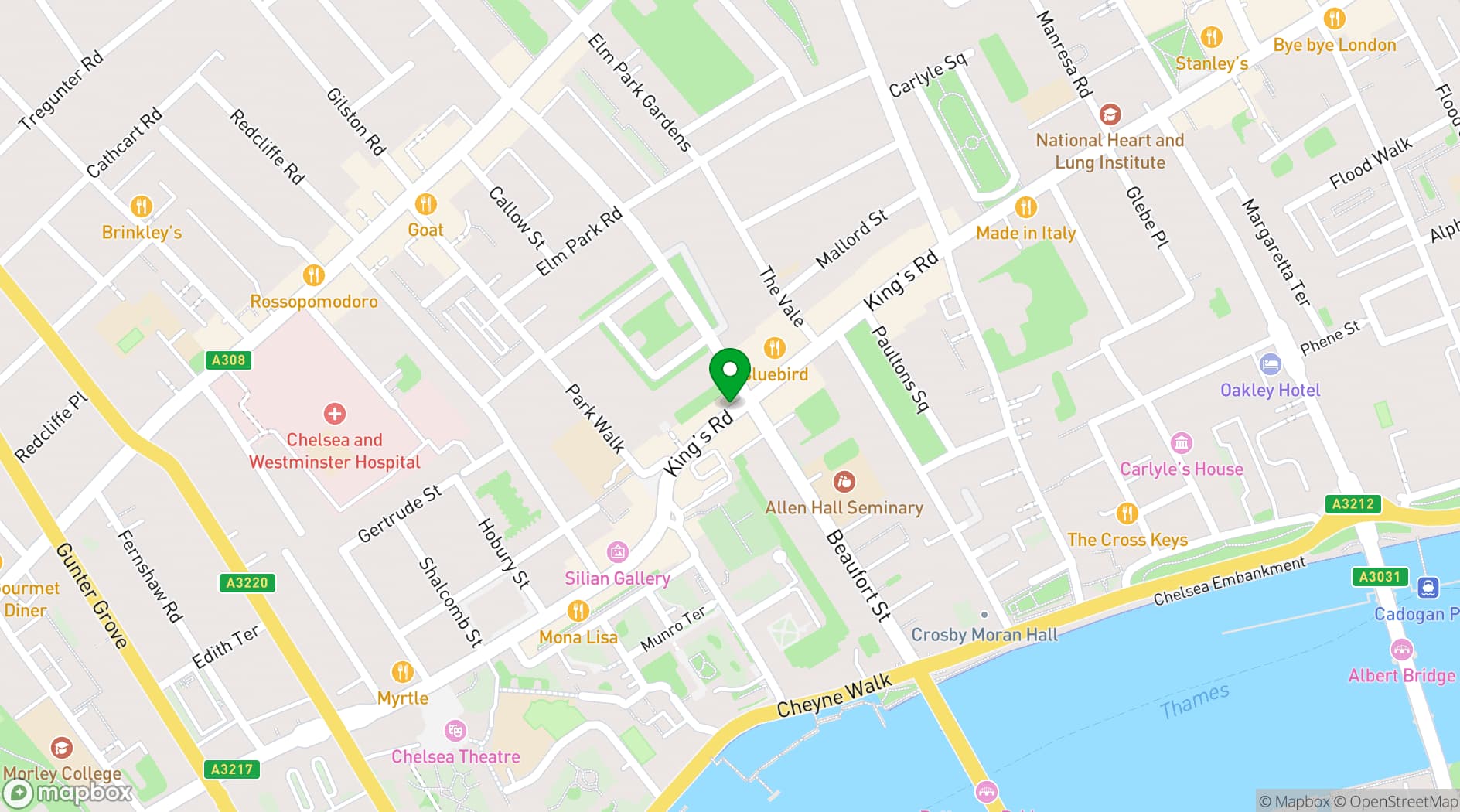 Map showing Albert's at Beaufort House